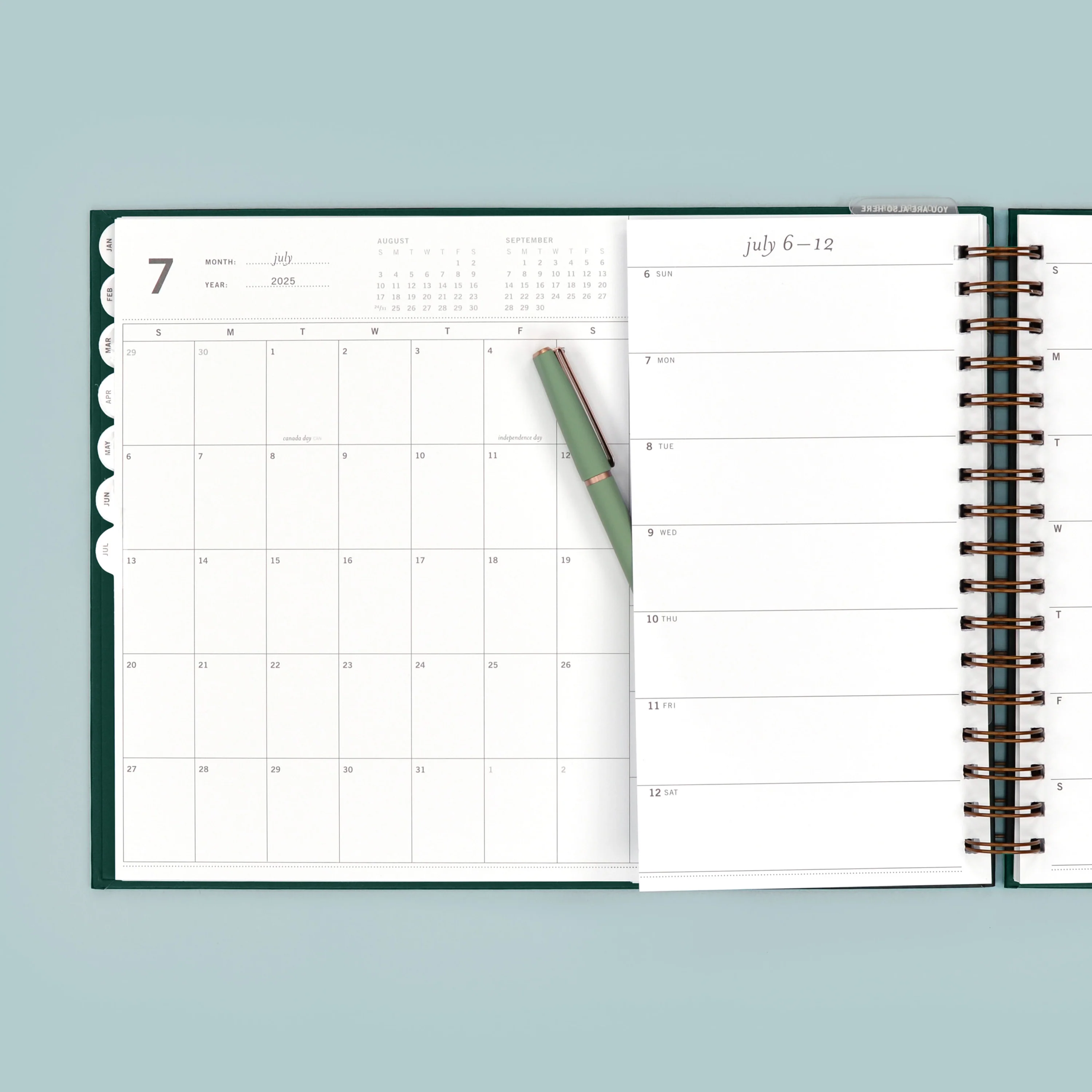 horizontal week + month planner