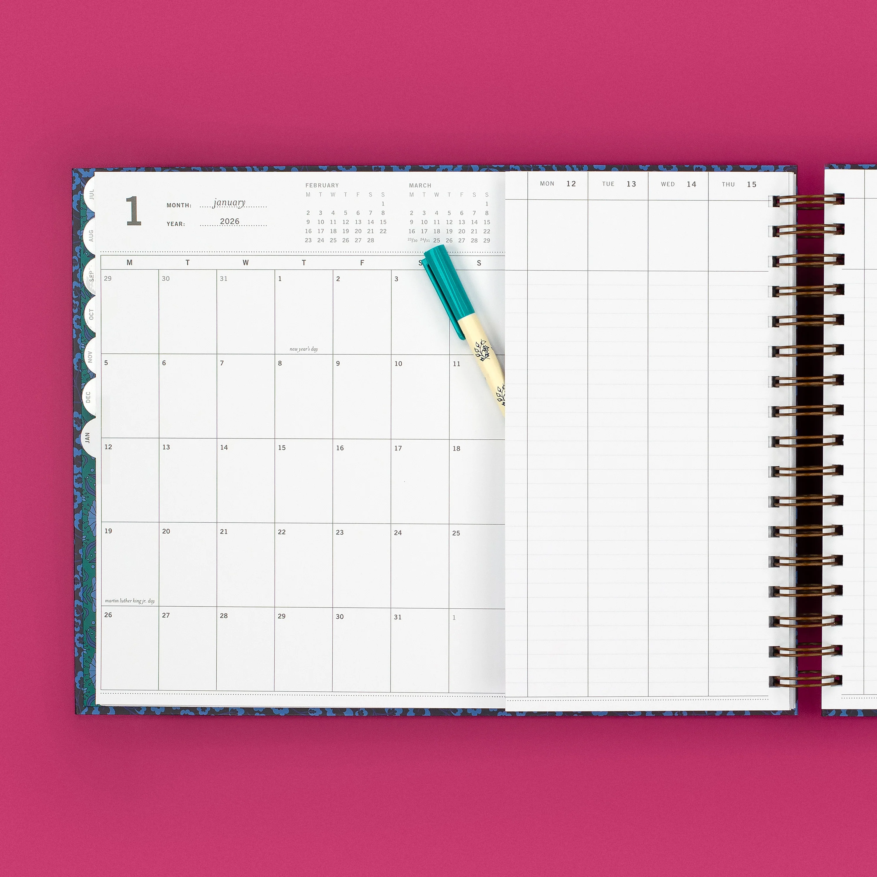 vertical week + month planner