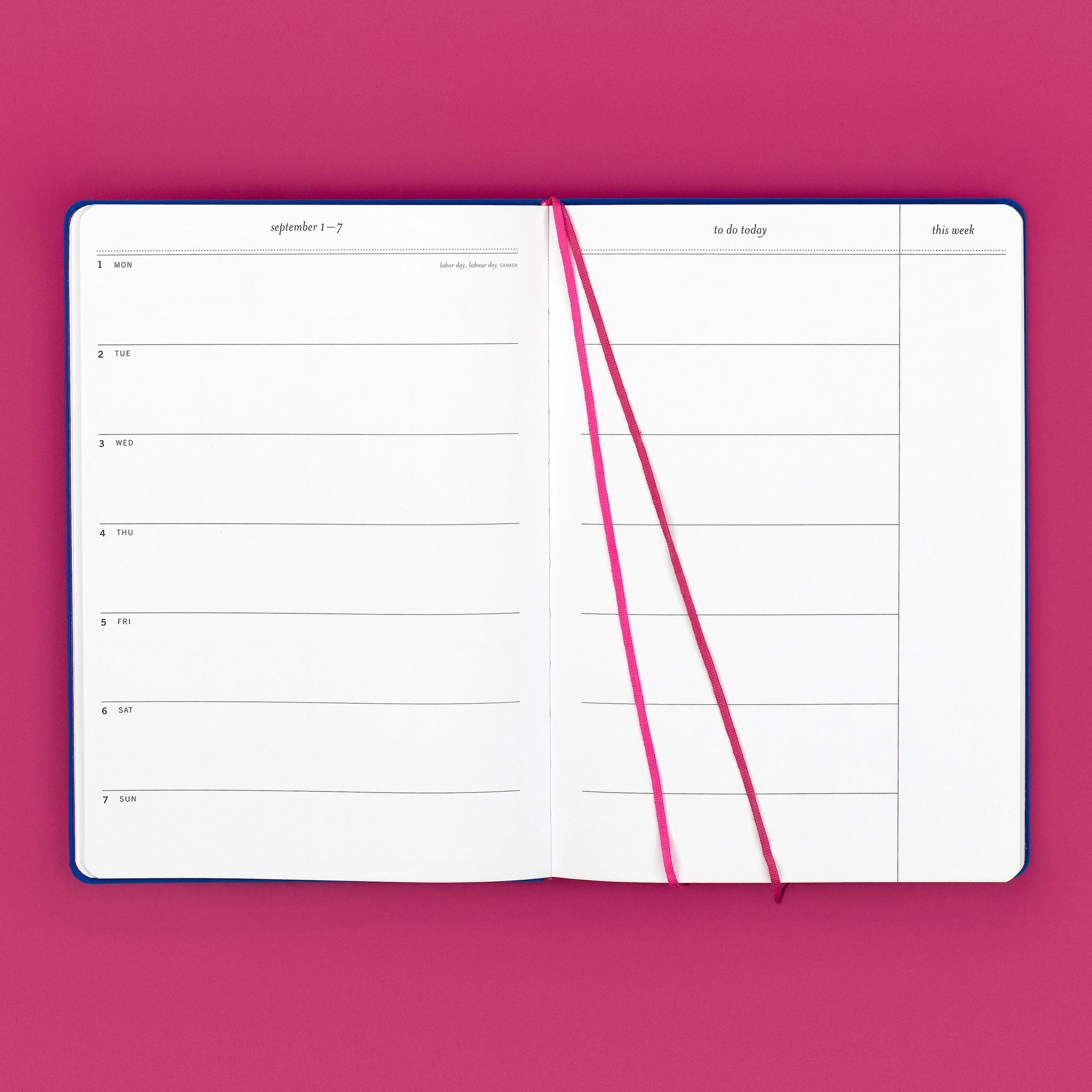 horizontal week planner book bound